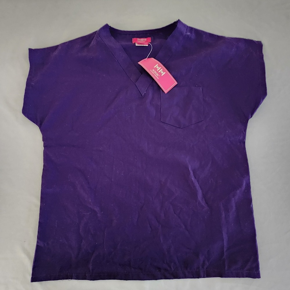 NWT M&M Purple Short Sleeve Cotton Blend Scrubs Top Women's 12/14
